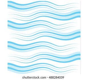 abstract blue waves set on white background