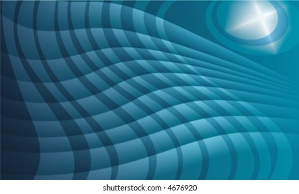 Abstract blue waves with a shiny star.