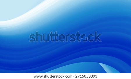 Abstract blue waves smooth gradient background. Curved lines flow elegantly from white to dark navy.