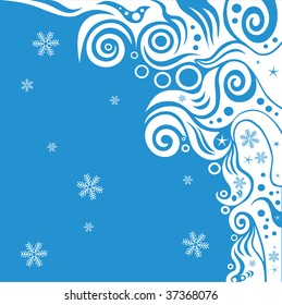 abstract blue waves and snow background vector series