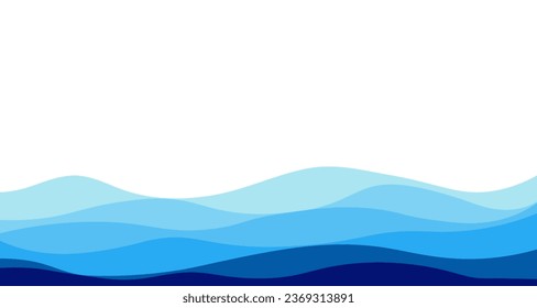 Abstract blue waves. Vector background. Sea, river, ocean wavy layer