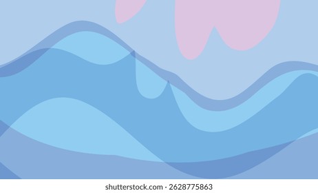 Projeto de ilustração vetorial de ondas azuis abstratas com um mar de luz e movimento, um padrão de água fria com um toque de cor do céu