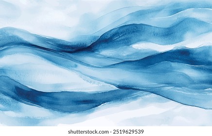 Fondo de acuarela de ondas azules abstractas	
