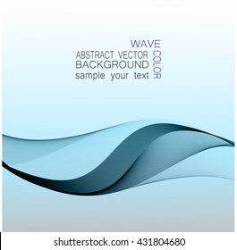 Abstract blue waves.Curved lines background.Brochure design template.Vector illustration.With place for your text