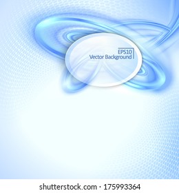 Abstract blue waving background with oval place for text