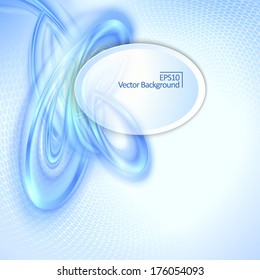 Abstract blue waving background with oval place for text