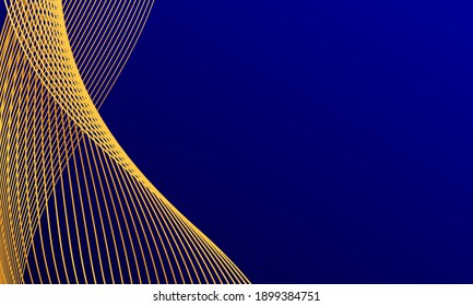 abstrakter blauer Hintergrund mit goldener Linienwelle, kann für Bannerverkauf, Wallpaper, für, Broschüre, Landing-Page verwendet werden.