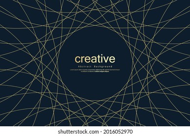 Resumen de fondo ondulado azul con onda de líneas circulares doradas, plantilla para tus ideas. Ilustración vectorial.