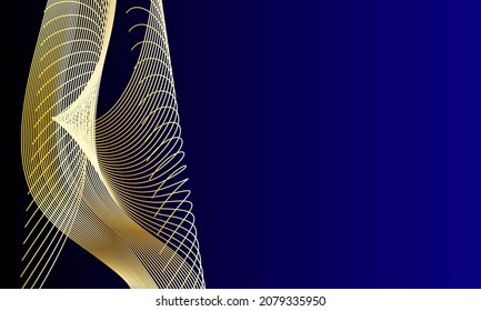 abstract blue wavy background with gold line wave, can be used for banner sale, wallpaper, for, brochure, landing page.