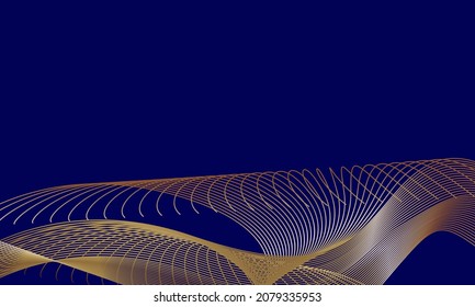 abstract blue wavy background with gold line wave, can be used for banner sale, wallpaper, for, brochure, landing page.
