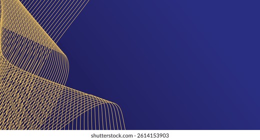 abstract blue wavy background with gold line wave, can be used for banner sale, wallpaper, for, brochure, landing page.