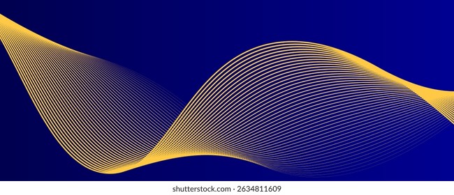 abstract blue wavy background with gold line wave, can be used for banner sale, wallpaper, for, brochure, landing page.