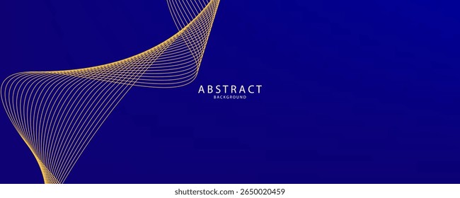 abstract blue wavy background with gold line wave, can be used for banner sale, wallpaper, for, brochure, landing page.