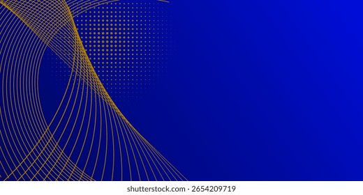 abstract blue wavy background with gold line wave, can be used for banner sale, wallpaper, for, brochure, landing page.