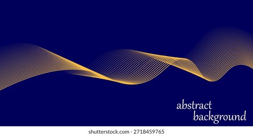 Fondo ondulado azul abstracto con la onda de la línea del oro, se puede utilizar para la venta del Anuncio, Fondo de pantalla, para, folleto, página de aterrizaje.