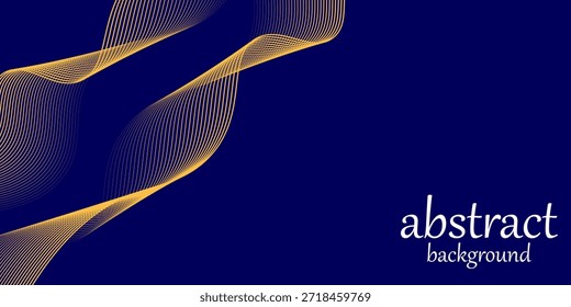 Fondo ondulado azul abstracto con la onda de la línea del oro, se puede utilizar para la venta del Anuncio, Fondo de pantalla, para, folleto, página de aterrizaje.