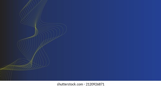 abstract blue wavy background with golden line waves, can be used for banner, wallpaper, sale for, brochure, landing page