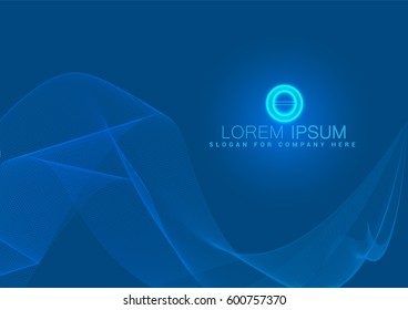 Abstract blue wavy background with logotype
