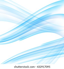 Abstract blue wavy background. Blue transparent waved lines for brochure, website, flyer design.