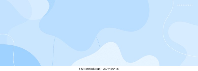 Abstract blue wavy backgrounds. Hand drawn various shapes and doodle objects. Contemporary modern trendy vector illustrations. Pastel colors