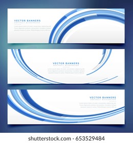 abstract blue wavy banners set