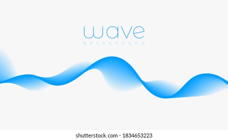 
Onda azul abstracta con líneas curvas de luz borrosa en fondo blanco. ilustración vectorial.