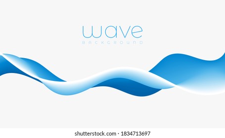 Abstract blue wavy with blurred light curved lines in white background. vector illustration.