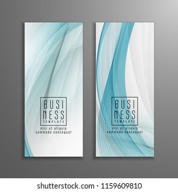 Abstract blue wavy business template design set