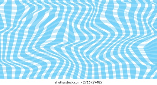 Abstract Blue Wavy Checkered Background Optical Illusion Vector Pattern