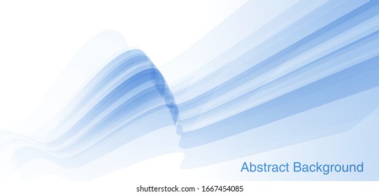 Abstract blue wavy curved lines Geometric background.