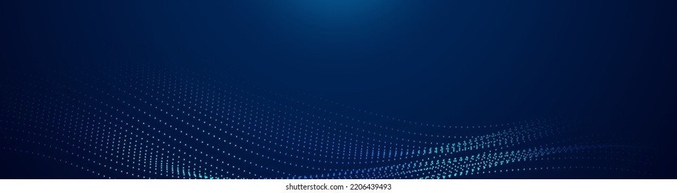 Abstract blue wavy dots with blurred light curved lines background. Vector illustration