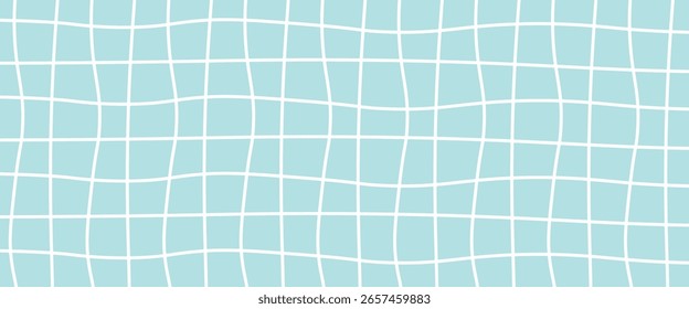 Abstract blue wavy grid background pattern with distorted square mesh design. Ideal for digital graphics, web layout, motion backgrounds, or creative modern design templates and overlays.