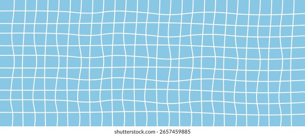 Abstract blue wavy grid background pattern with distorted square mesh design. Ideal for digital graphics, web layout, motion backgrounds, or creative modern design templates and overlays.