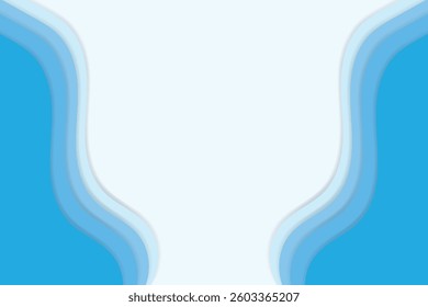 Abstract blue wavy layered background with a paper-cut effect. Modern and minimalistic design for banners, presentations, and templates.