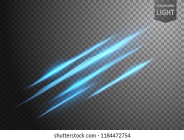 Abstract blue wavy line of light with a transparent background, isolated and easy to edit. Vector Illustration