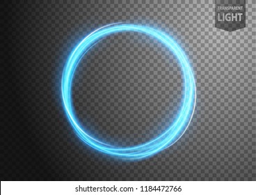Abstract blue wavy line of light with a transparent background, isolated and easy to edit. Vector Illustration