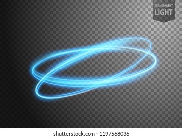 Abstract blue wavy line of light with a transparent background, isolated and easy to edit. Vector Illustration