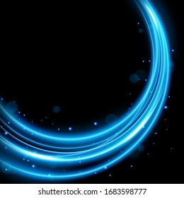 Abstract blue wavy line of light, isolated and easy to edit. Vector Illustration