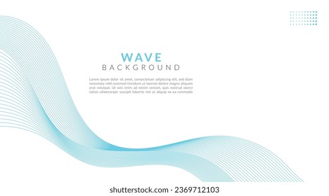 Abstract blue wavy lines background with copy space.