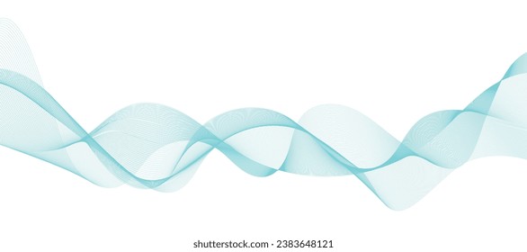 Abstract blue wavy lines background with copy space.