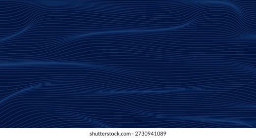 Abstract Blue Wavy Lines Background with Minimal Linear Wave Pattern Texture, Modern Flowing Curved Lines Design for Technology, Digital Background, Website, Presentation, Business Banner, Corporate Branding, Futuristic Interface and Creative Graphic Design