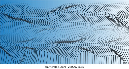 Abstract Blue Wavy Lines Background With Flowing Curves and Modern Gradient Pattern