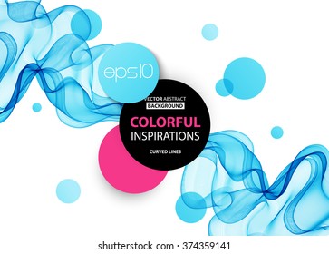 Abstract blue wavy lines.  Colorful vector background