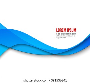 Abstract blue wavy lines.  Colorful vector background.