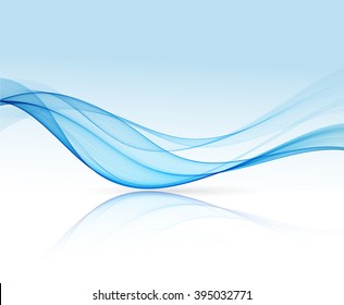 Abstract blue wavy lines.  Colorful blue wave vector background. Brochure or website design.