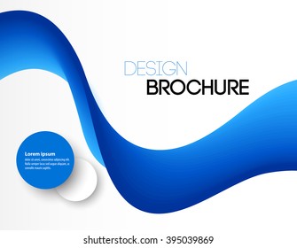 Abstract blue wavy lines.  Colorful blue wave vector background. Brochure or website design.