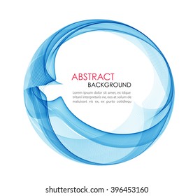 Abstract blue wavy lines.  Colorful vector background with blue wave