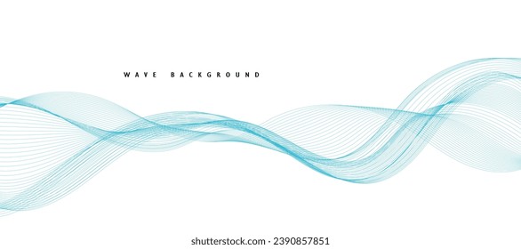 Abstract blue wavy lines. Data technology abstract vector background