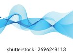 Abstract blue wavy lines flowing across a clean white background