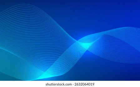 Abstract Blue Wavy Lines Gradient Background: Smooth, Flowing Curves and Modern Design for Digital Art and Creative Graphic Projects, Wallpaper and Contemporary Visuals